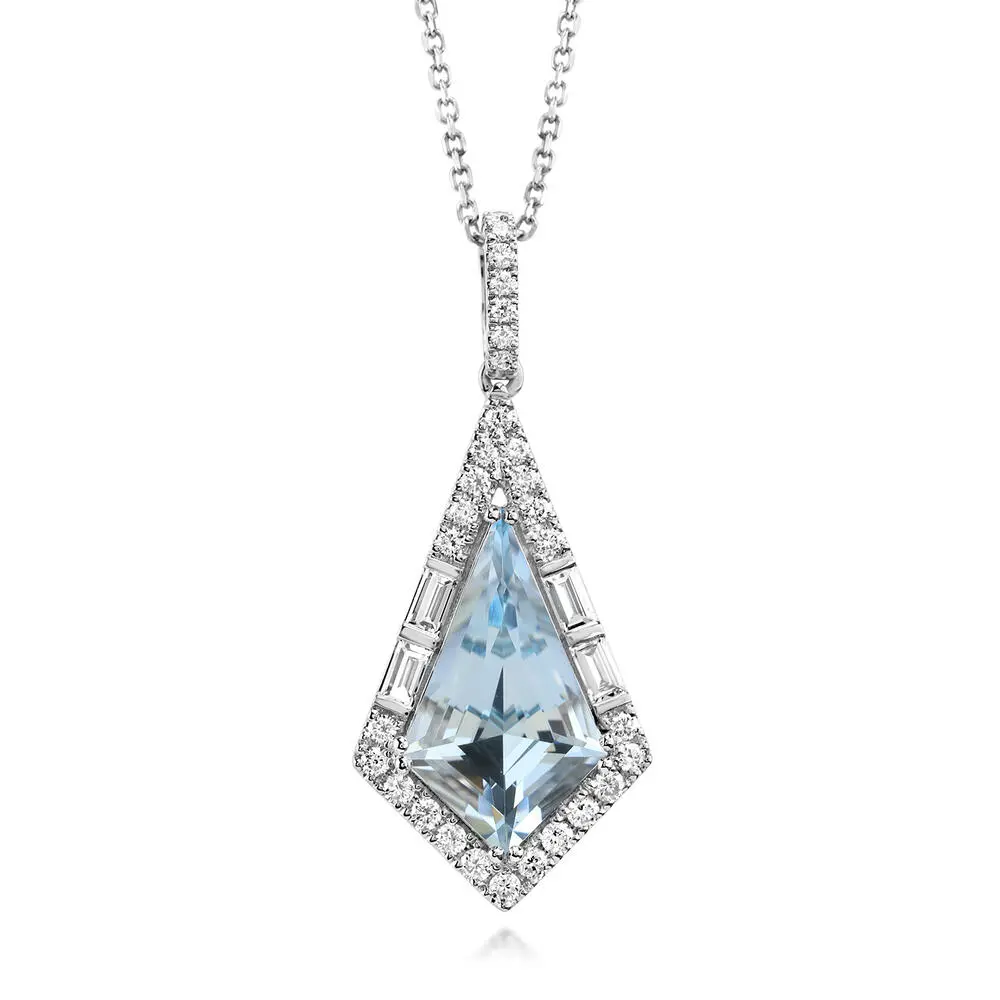 Platinum Aquamarine/Diamond Pendant Platinum Aquamarine/Diamond Pendant