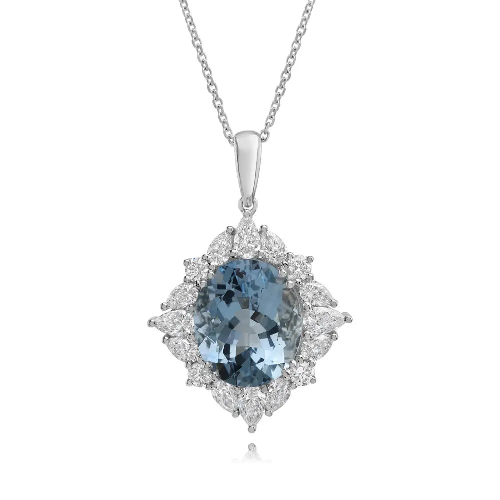Platinum Aquamarine/Diamond Pendant Platinum Aquamarine/Diamond Pendant