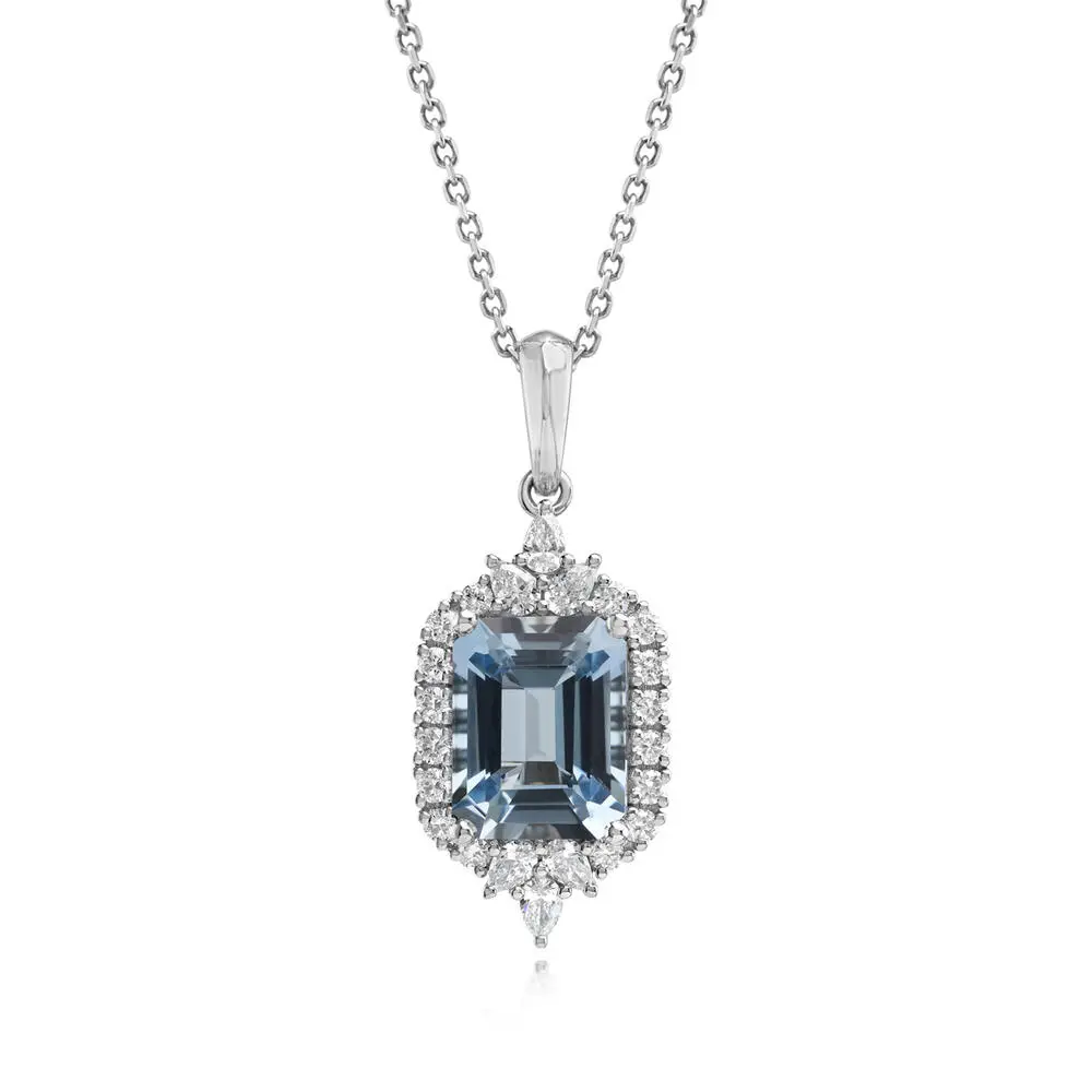 Platinum Aquamarine/Diamond Pendant