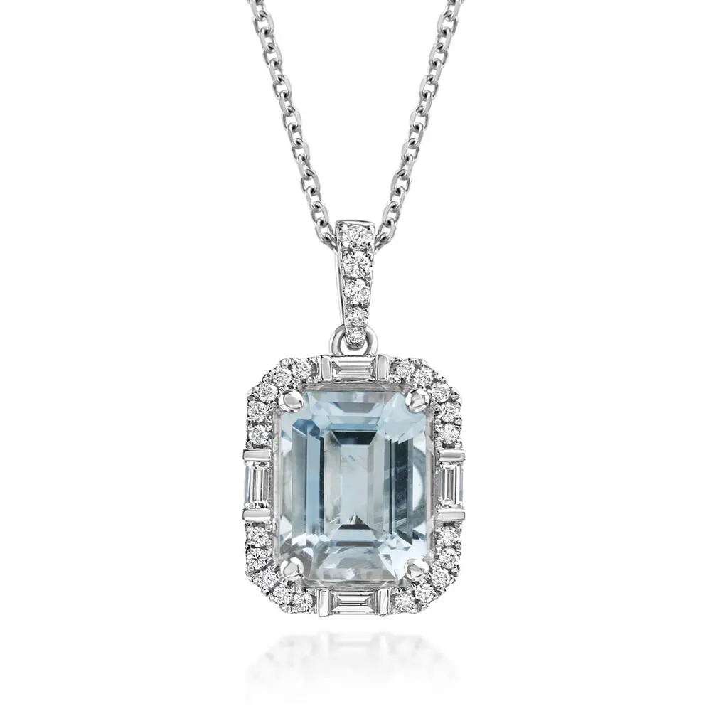 Platinum Aquamarine/Diamond Pendant Platinum Aquamarine/Diamond Pendant