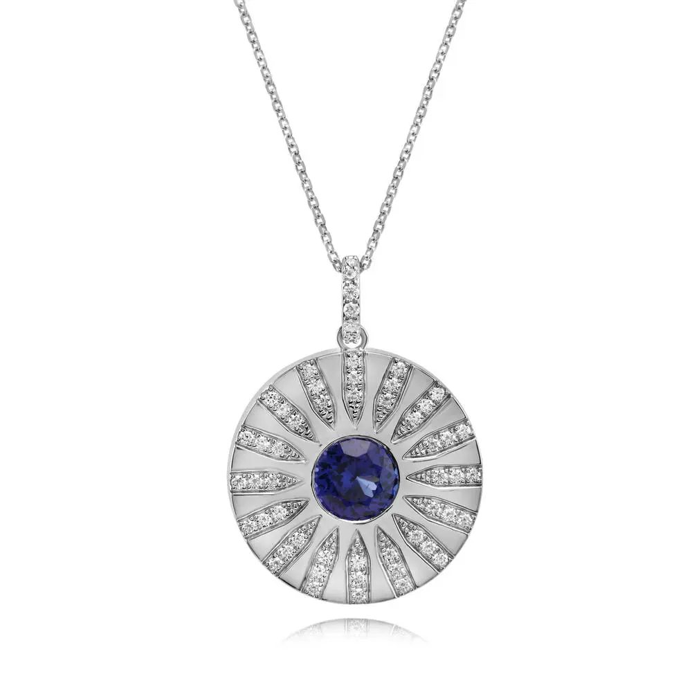 Platinum Tanzanite/Diamond Medallion Pendant Platinum Tanzanite/Diamond Medallion Pendant