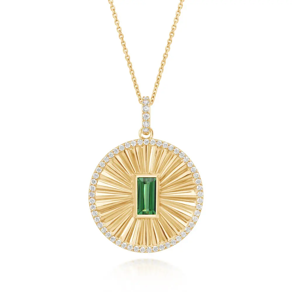 14K Yellow Gold Tsavorite/Diamond Medallion Pendant 14K Yellow Gold Tsavorite/Diamond Medallion Pendant