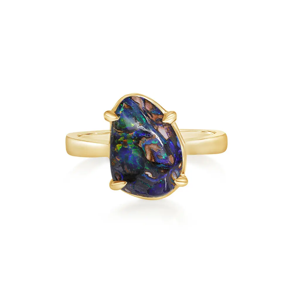 14K Yellow Gold Australian Boulder Opal Ring