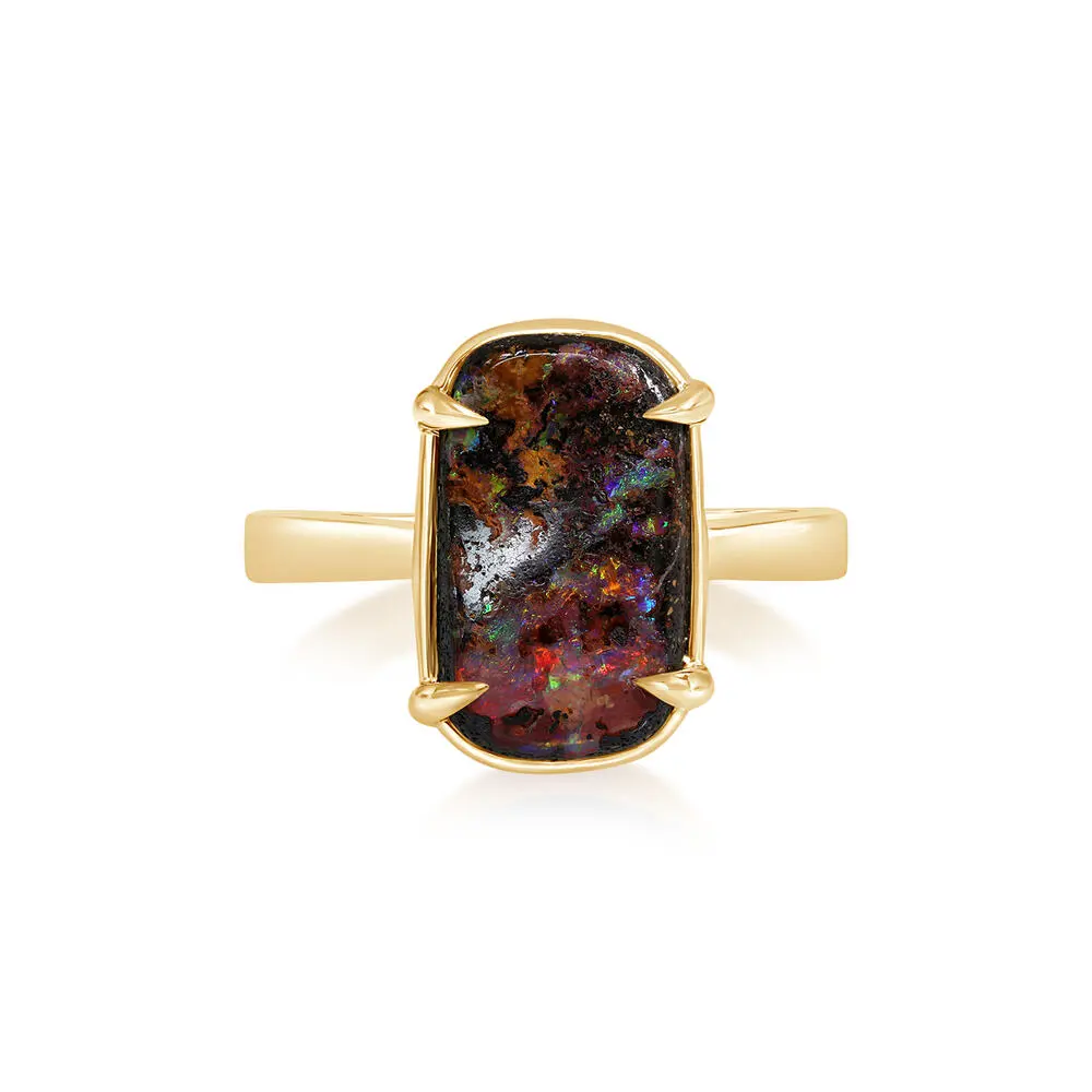 14K Yellow Gold Australian Boulder Opal Ring