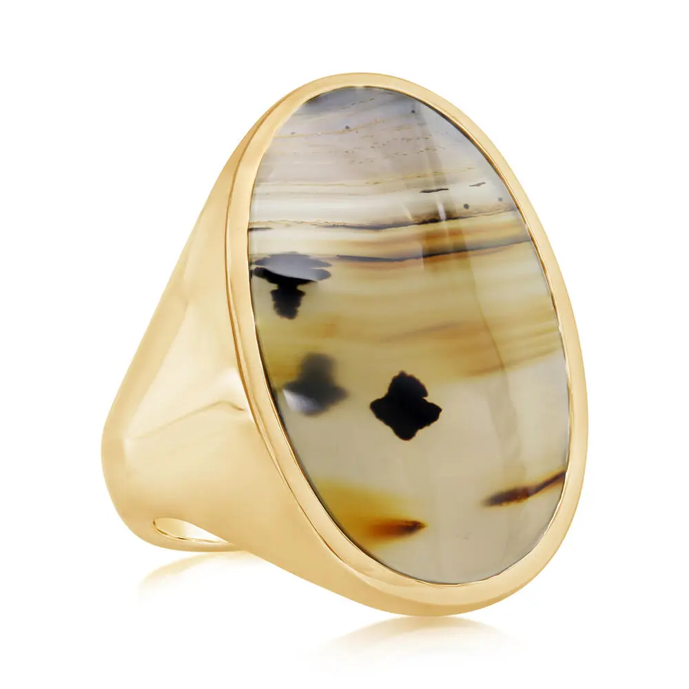 14K Yellow Gold Montana Agate Ring