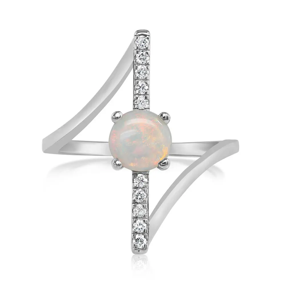 14K White Gold Australian Opal/Diamond Ring 14K White Gold Australian Opal/Diamond Ring