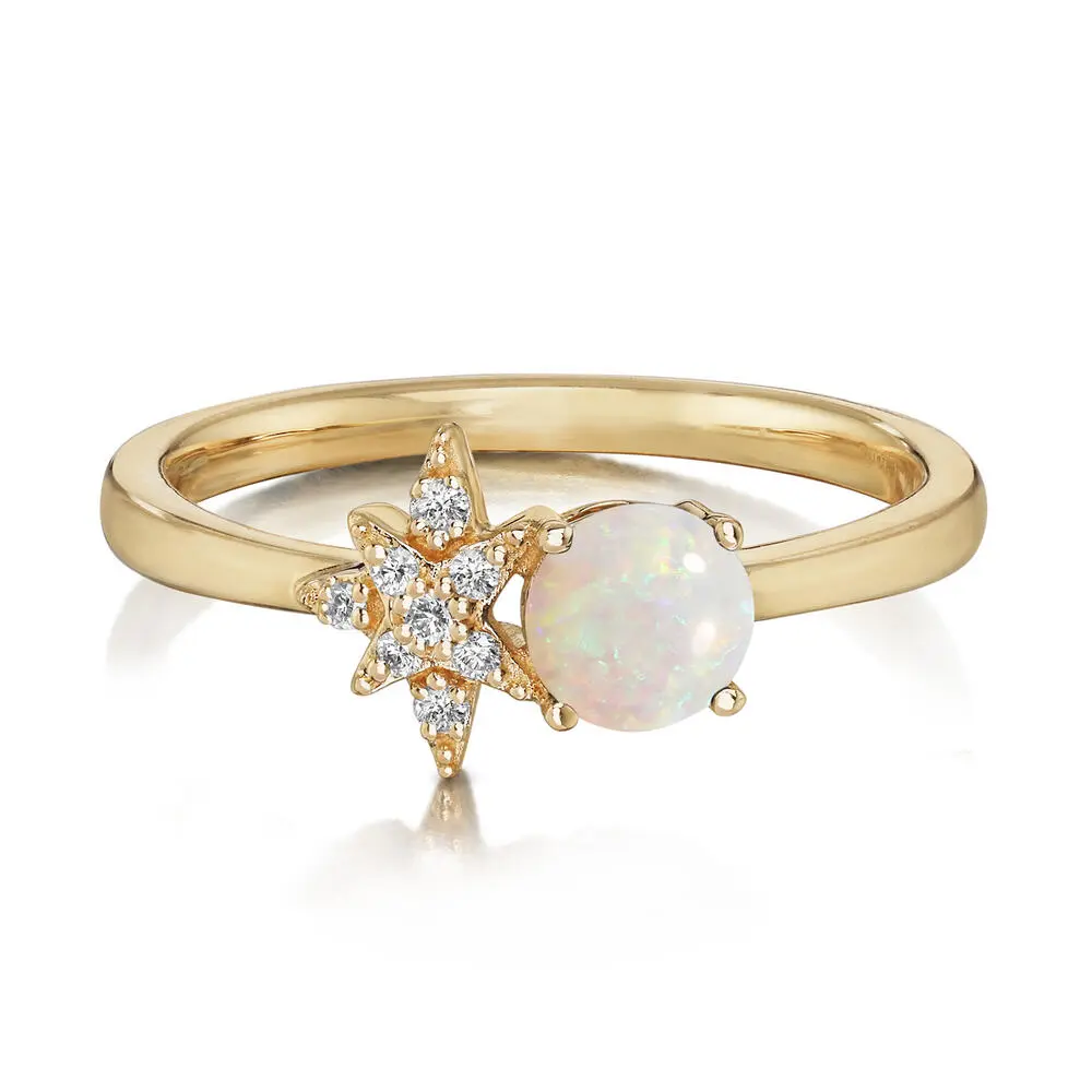 14K Yellow Gold Australian Opal/Diamond Ring 14K Yellow Gold Australian Opal/Diamond Ring