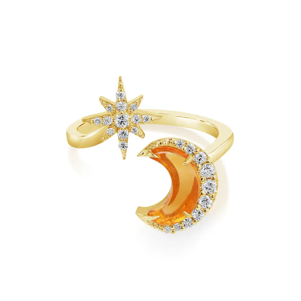 18K Yellow Gold Mexican Fire Opal/Diamond Ring 18K Yellow Gold Mexican Fire Opal/Diamond Ring