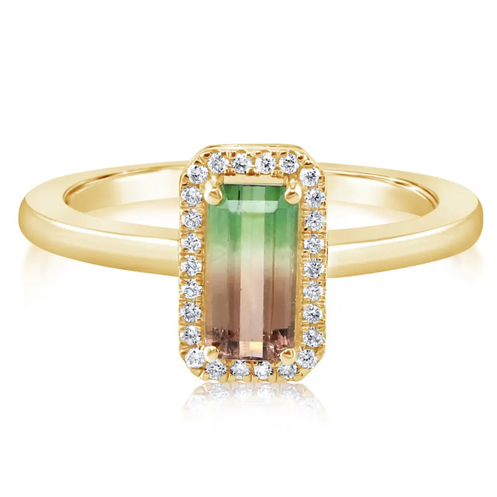 14K Yellow Gold Bi-Color Tourmaline/Diamond Ring 14K Yellow Gold Bi-Color Tourmaline/Diamond Ring