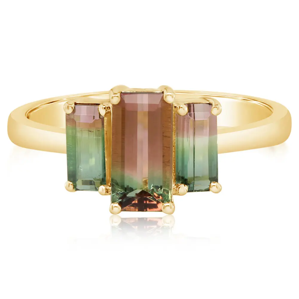 14K Yellow Gold Bi-Color Tourmaline Ring