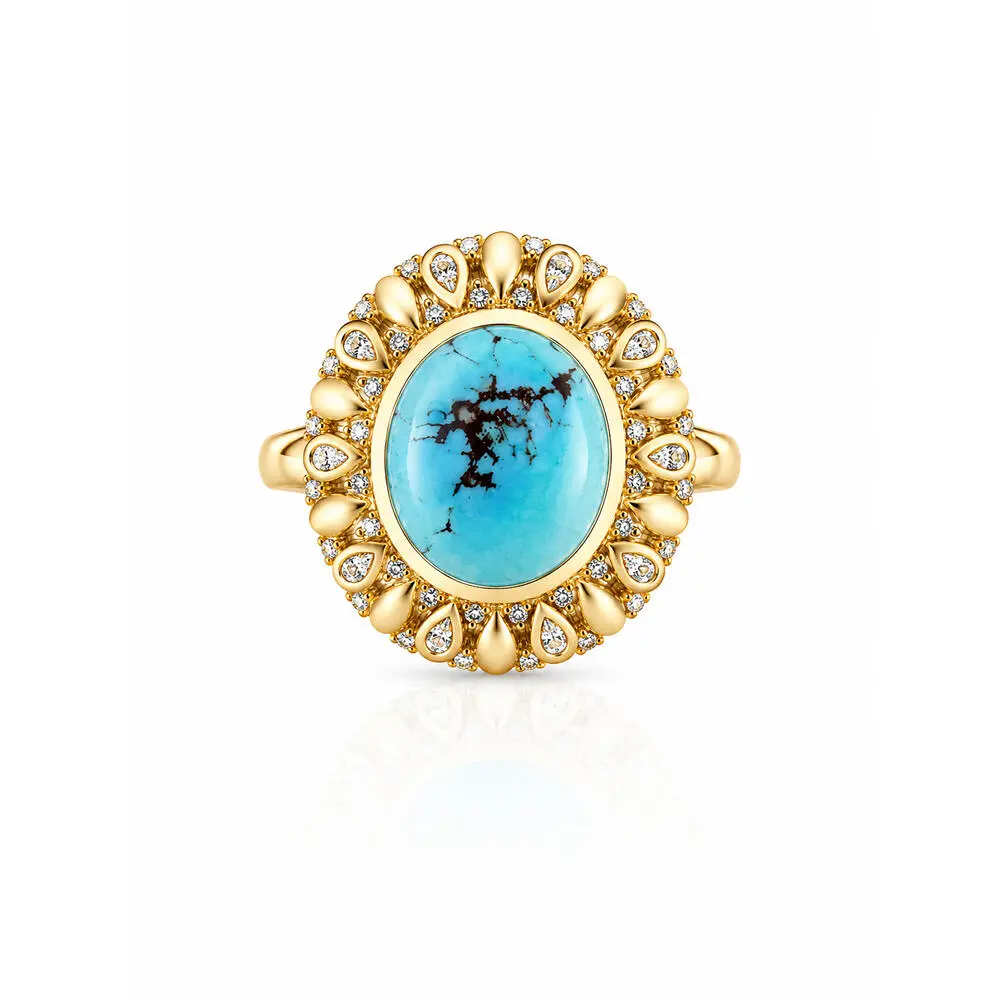 14K Yellow Golden Hills Turquoise/Diamond Ring 14K Yellow Golden Hills Turquoise/Diamond Ring