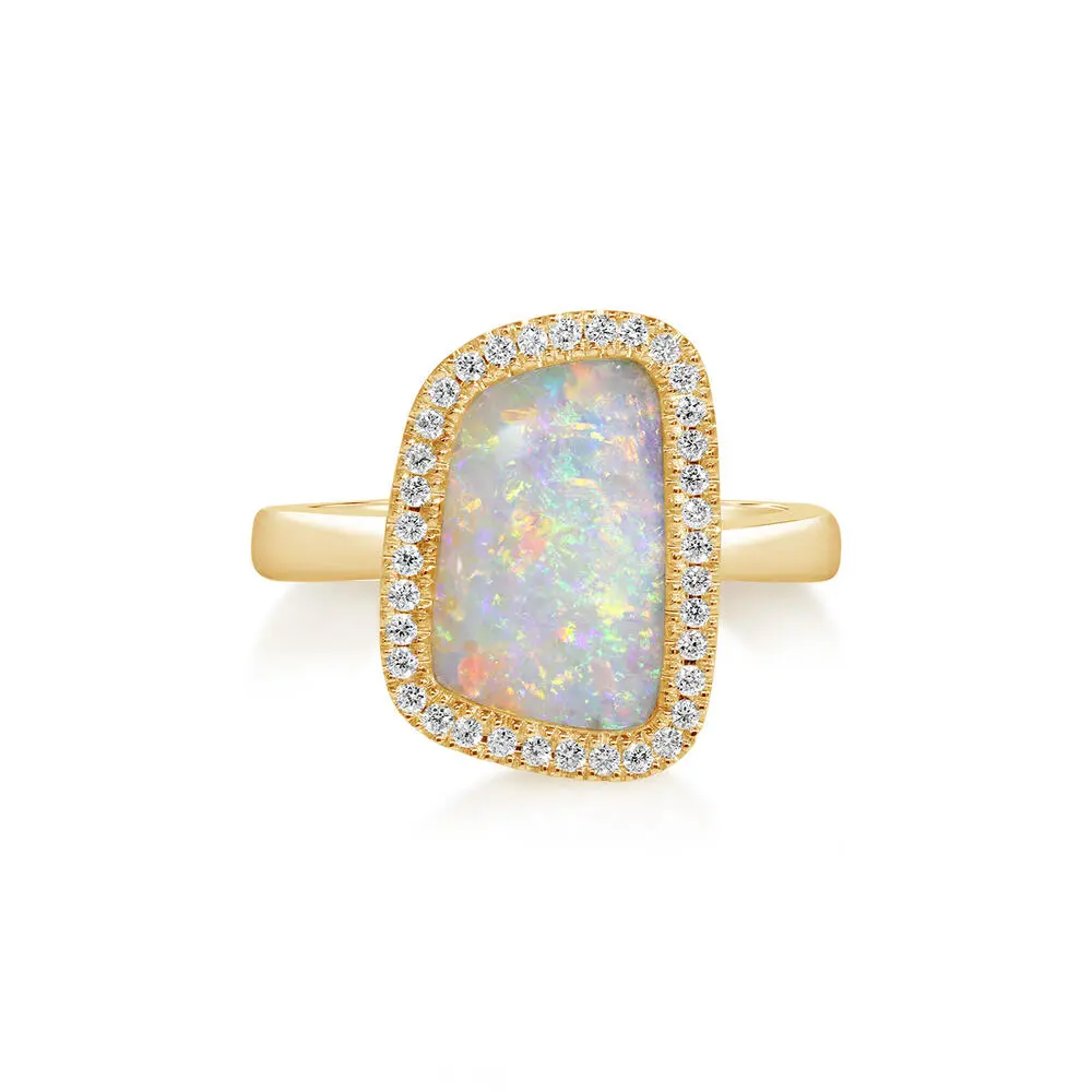 14K Yellow Gold Australian Boulder Opal/Diamond Ring 14K Yellow Gold Australian Boulder Opal/Diamond Ring