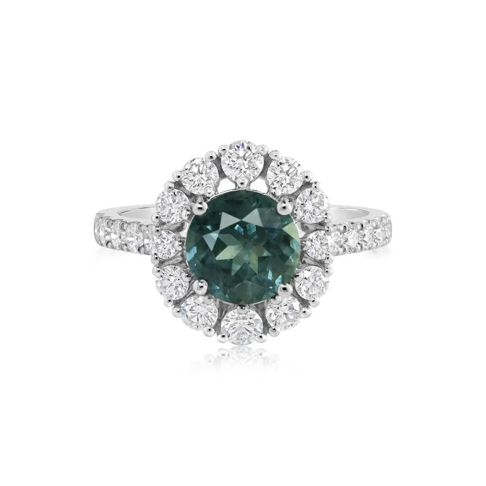 Platinum Montana Sapphire/Diamond Ring