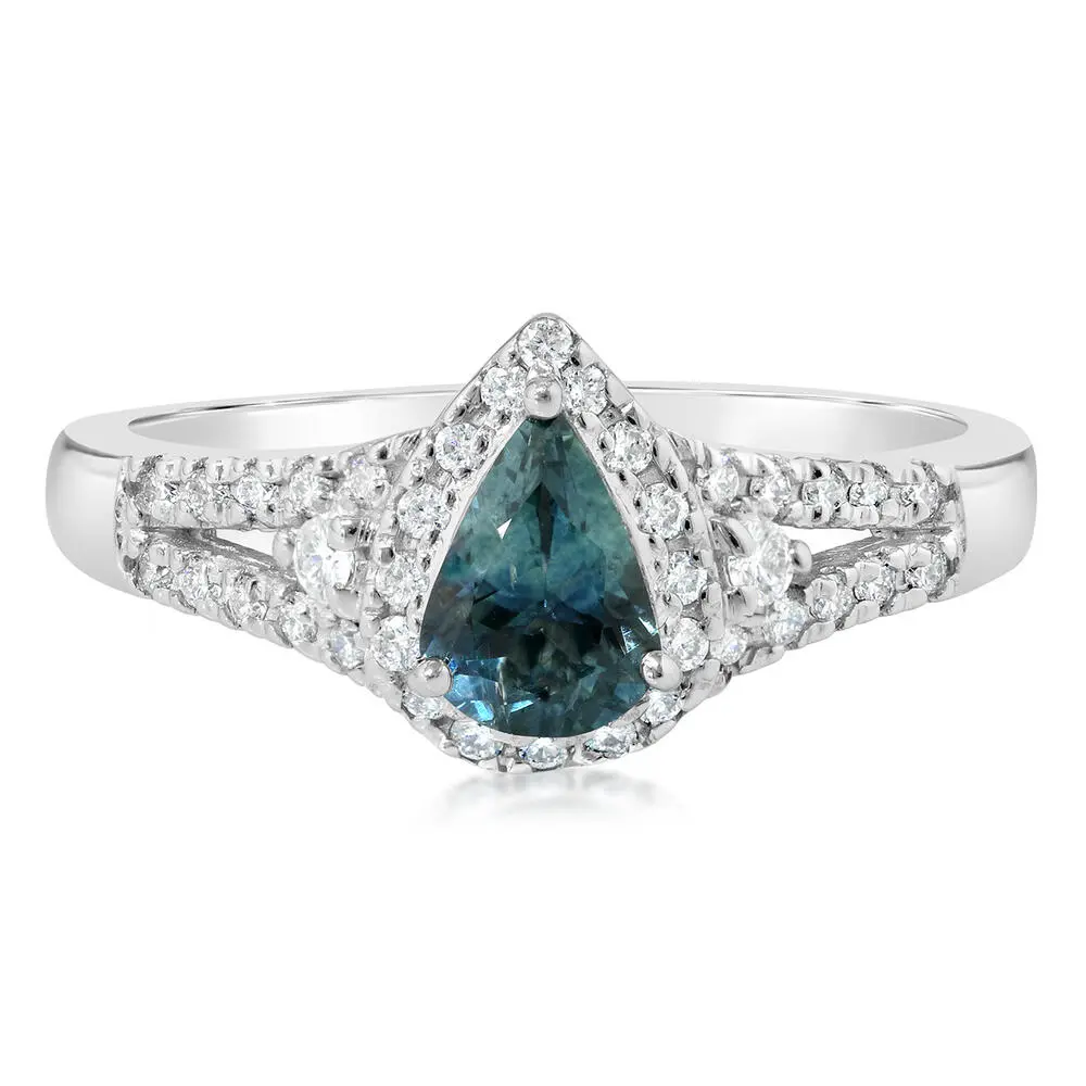 14K White Gold Montana Sapphire Ring