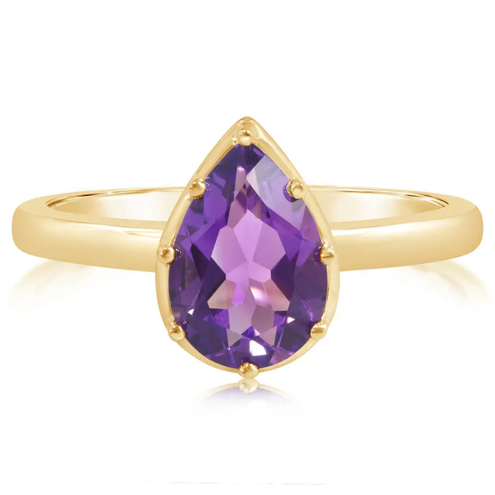 14K Yellow Gold 10x7mm Pear Amethyst Ring 14K Yellow Gold 10x7mm Pear Amethyst Ring