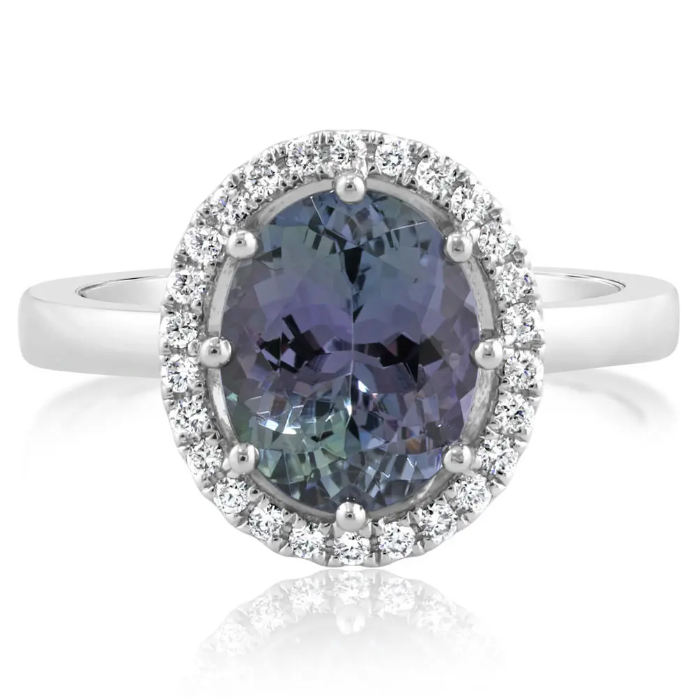 Platinum 10x8mm Oval Peacock Tanzanite/Diamond Ring Platinum 10x8mm Oval Peacock Tanzanite/Diamond Ring