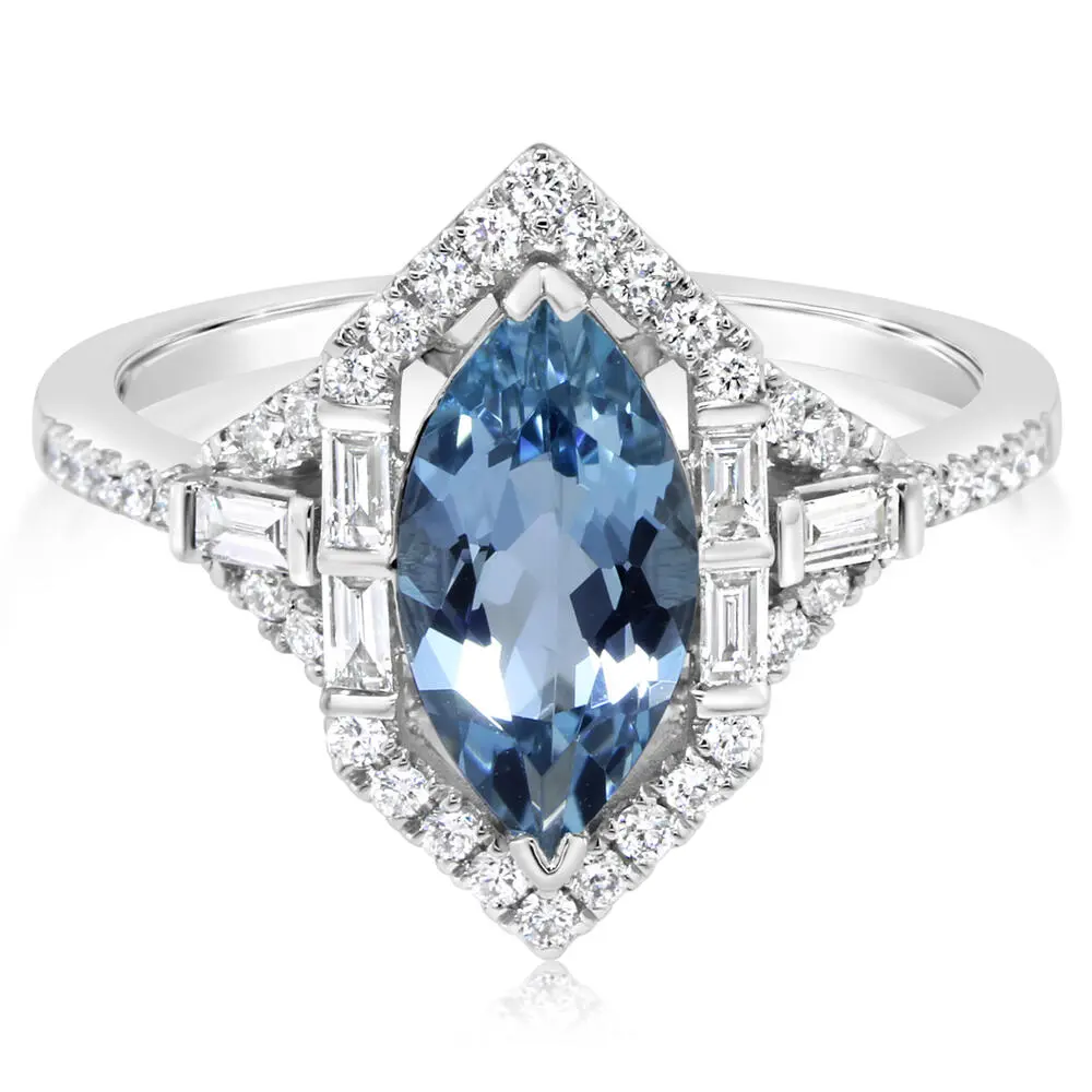 Platinum Aquamarine/Diamond Ring Platinum Aquamarine/Diamond Ring