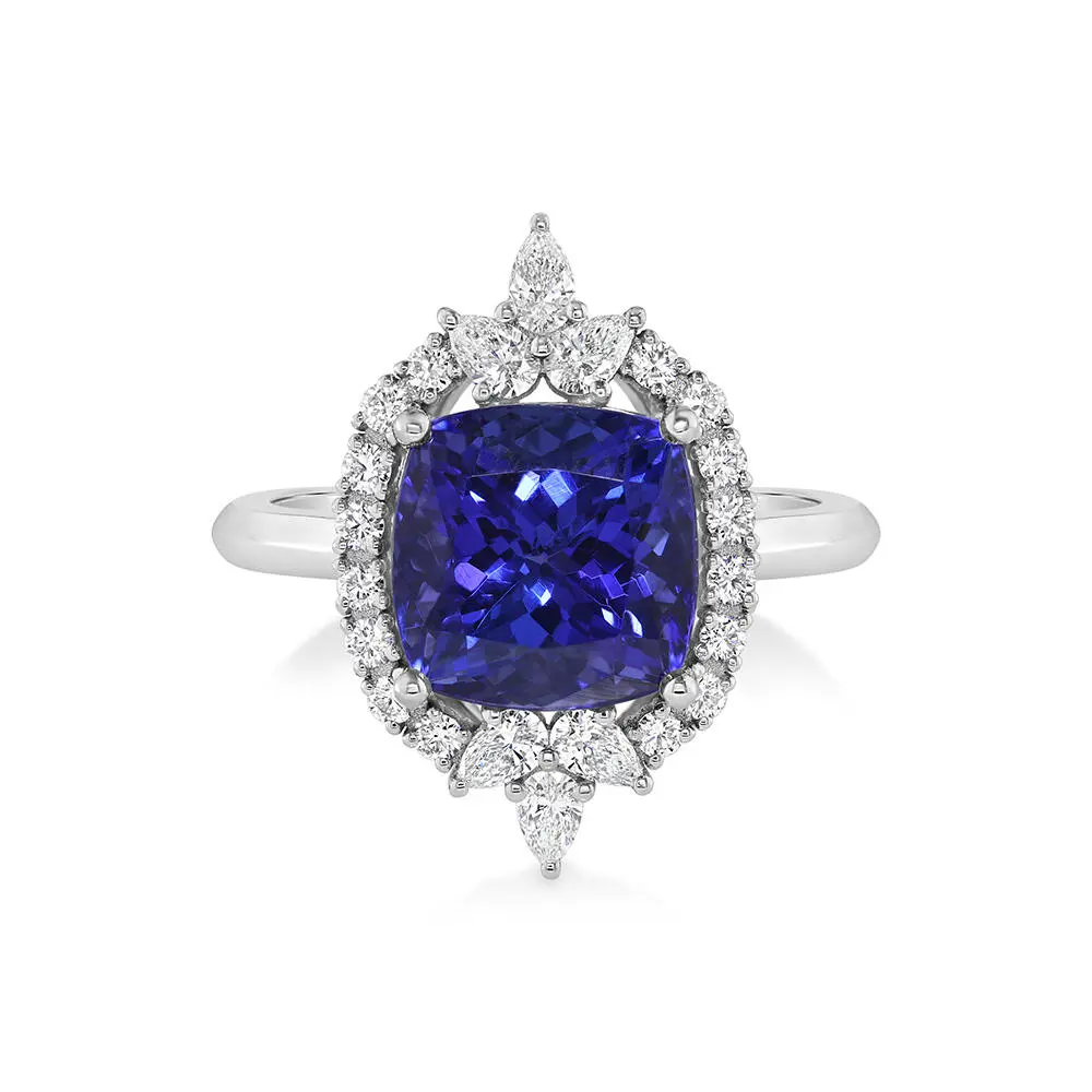 Platinum Tanzanite/Diamond Ring
