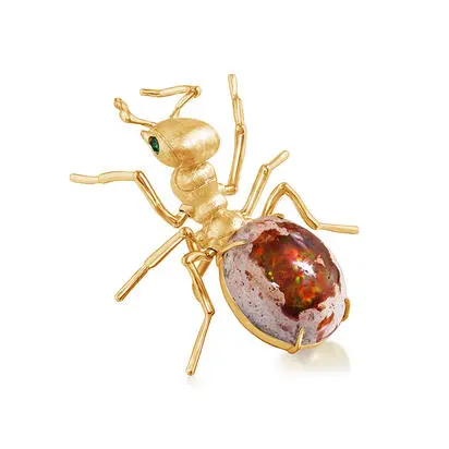 14K Yellow Gold Mexican Fire Opal/Tsavorite Fire Ant Lapel Pin with Ylw Plated Post-Back<br>AFOBO921788C<div class='big'>$8,745.00</div>