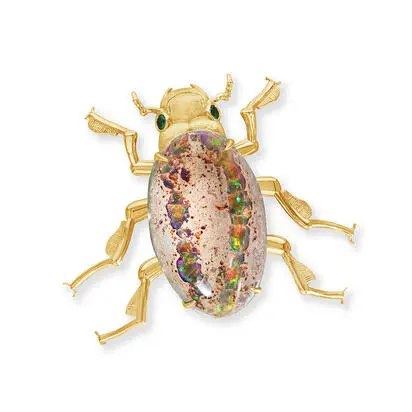 14K Yellow Gold Fire Opal Boulder/Tsavorite Beetle Pendant/ Brooch<br>AFOBO9813266C<div class='big'>$11,445.00</div>
