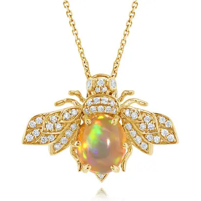 18K Yellow Gold Mexican Fire Opal/Diamond Bee Brooch/Pendant<br>AFOCB900286EI<div class='big'>$8,145.00</div>
