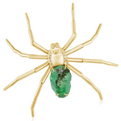 14K Yellow Gold Mint Garnet/Diamond Wolf Spider Lapel Pin 14K Yellow Gold Mint Garnet/Diamond Wolf Spider Lapel Pin