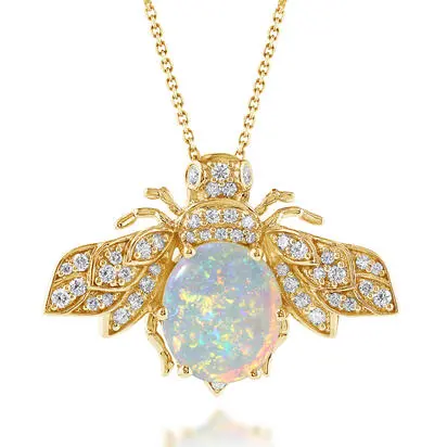 18K Yellow Gold Australian Opal/Diamond Bee Brooch/Pendant | ANLFF785238EI