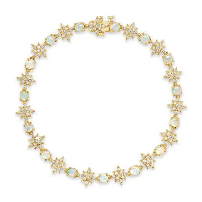 14K Yellow Gold Australian Opal/Diamond Starburst Bracelet 7 Inch<br>BCO347N1ACI<div class='big'>$11,895.00</div>