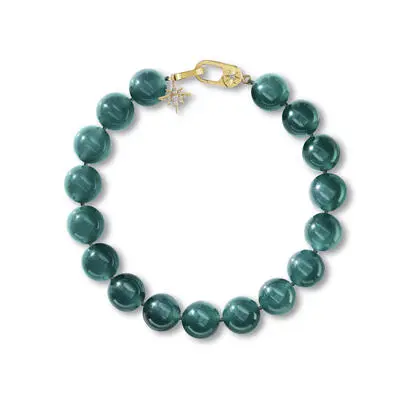 14K Yellow Gold 7.5" Guatemalan Jade/Diamond Bracelet<br>BJGST995551C