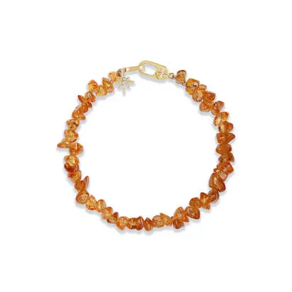 14K Yellow Gold Rough Mandarin Garnet/Diamond Bracelet, BSEST995210C, $3,945.00