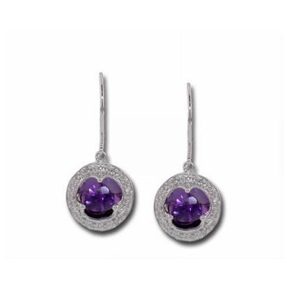 14K White Gold Amethyst/Diamond Reflections Dangle Earrings, E15DVKDACWI, $2,995.00