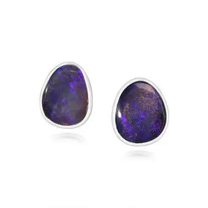 Sterling Silver Boulder Opal Plain Bezel Earrings<br>EB01S-19I<div class='big'>$1,995.00</div>