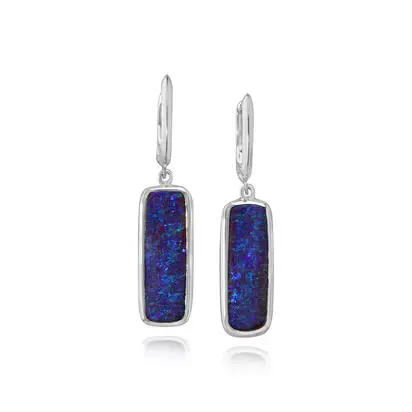 Silver Boulder Opal Plain Bezel Leverback Earrings, EB13S-40I, $2,495.00