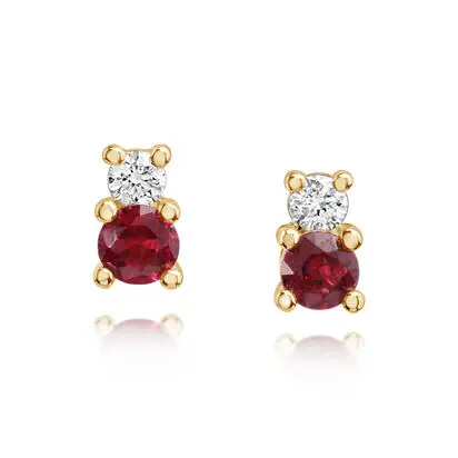 14K Yellow Gold Ruby/Diamond Earrings | ECC317R11CI