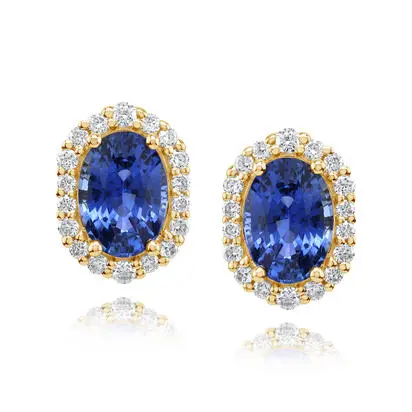 14K Yellow Gold Sapphire/Diamond Earrings | ECC339S11CI