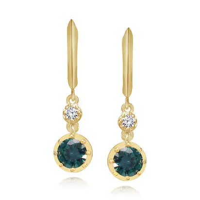 14K Yellow Gold Montana Sapphire/Diamond Earrings<br>ECC354MS1CI