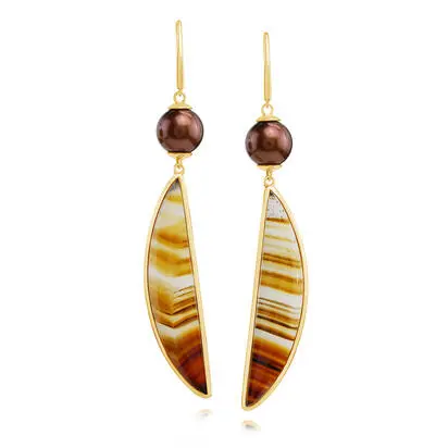 14K Yellow Gold Montana Agate/Chocolate Pearl Earrings<br>ECMFF1001864C<div class='big'>$6,795.00</div>