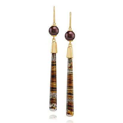 14K Yellow Gold Montana Agate/Freshwater Chocolate Pearl Earrings<br>ECMFF2201817C<div class='big'>$5,195.00</div>