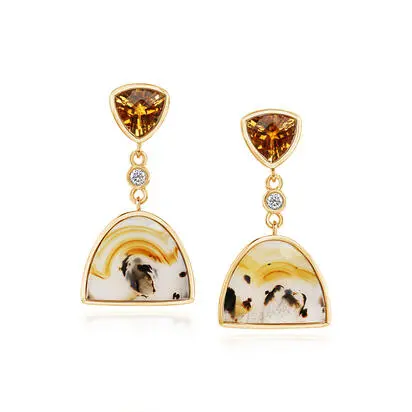 14K Yellow Gold Montana Agate/Citrine/Diamond Earrings, ECMFFPR1001348C, $6,745.00