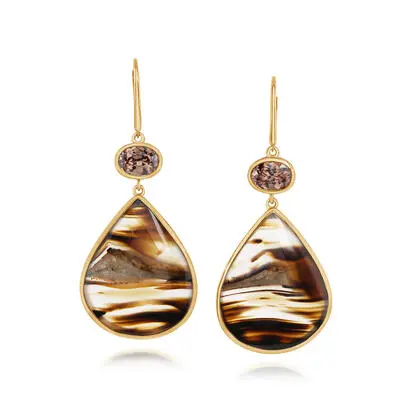 14K Yellow Gold Montana Agate/Fancy Zircon Earrings, ECMFFPR1003516C, $7,145.00