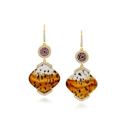 14K Yellow Gold Montana Agate/Fancy Zircon/Diamond Earrings, ECMFFPR2202604C, $11,095.00