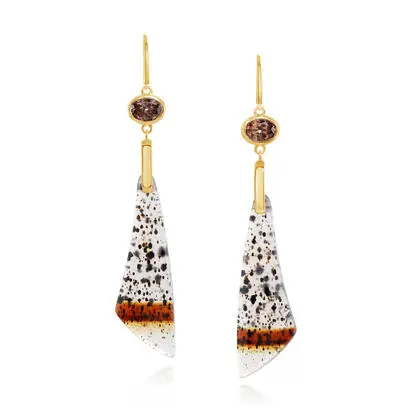 14K Yellow Gold Montana Agate/Fancy Zircon Earrings, ECMFFPR2703021C, $4,295.00