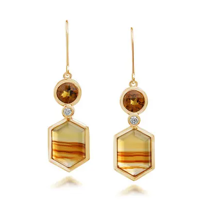 14K Yellow Gold Montana Agate/Citrine Earrings<br>ECMHX990804C