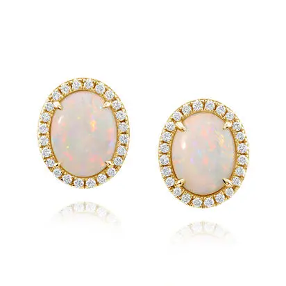 14K Yellow Gold Australian Opal/Diamond Earrings | ECO122N22CI