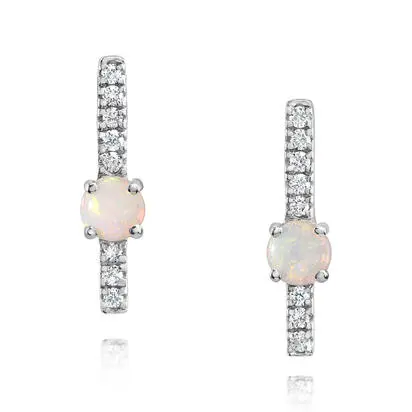 14K White Goldaustralian Opal/Diamond Earrings | ECO213N22WI