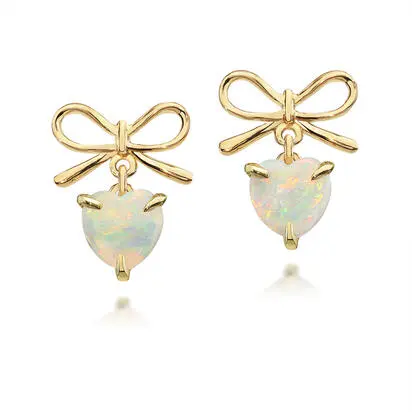 14K Yellow Gold Australian Opal Bow Earrings | ECO315N1XCI