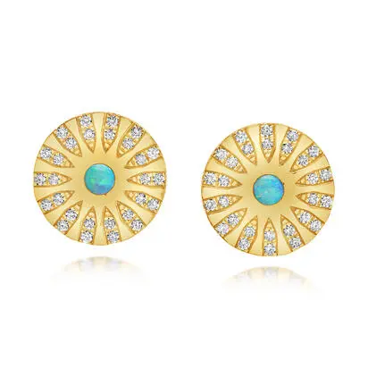 14K Yellow Gold Australian Opal/Diamond Medallion Earrings<br>ECO334N01CI<div class='big'>$3,845.00</div>