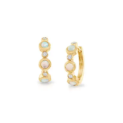 14K Yellow Gold Australian Opal/Diamond Earrings, ECO337N11CI, $3,245.00