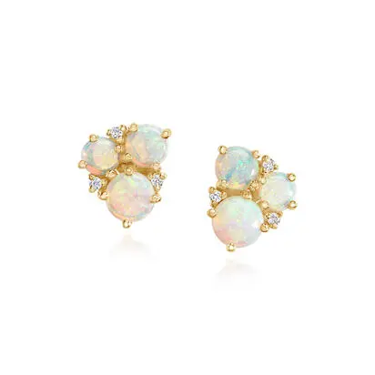 14K Yellow Gold Australian Opal/Diamond Earrings, ECO341N11CI, $2,145.00