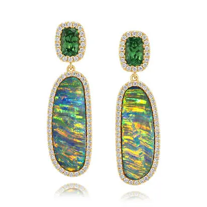 18K Yellow Gold Australian Opal Doublet/Tsvorite/Diamond Earrings<br>EDBFF2201008E<div class='big'>$23,395.00</div>